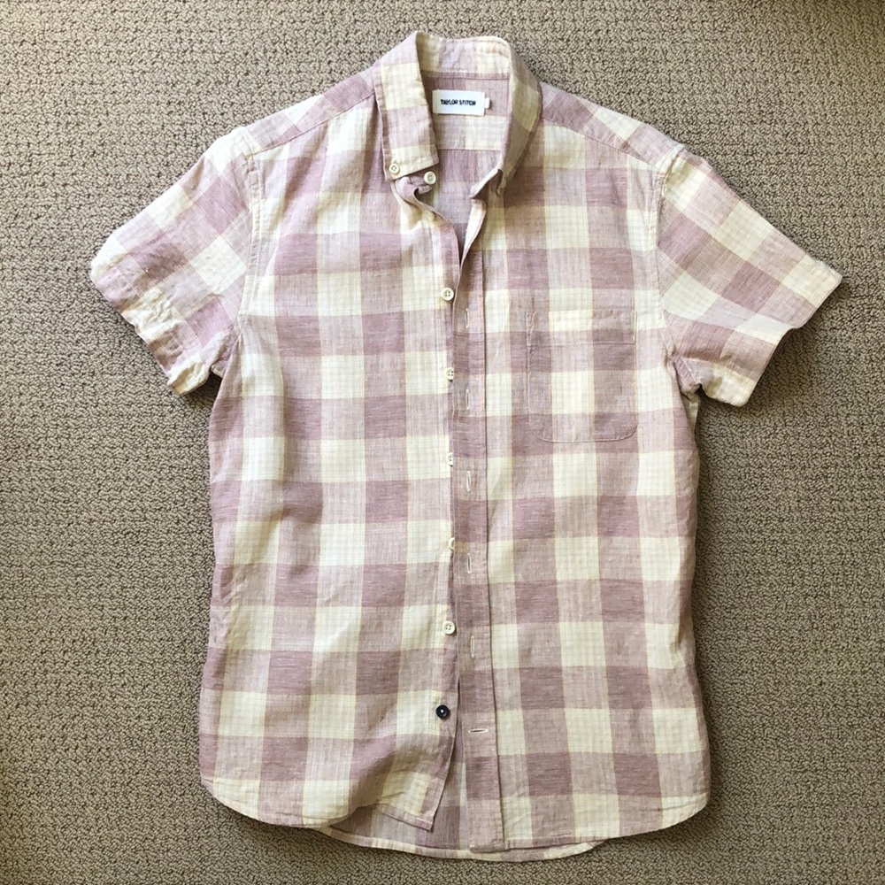 Taylor Stitch Short Sleeve Jack in Red Madras XS 36